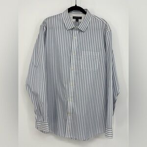 BANANA REPUBLIC Non-Iron Classic Fit Blue Striped Shirt Mens XL (17-17 1/2)